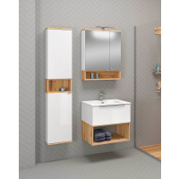 Badezimmer Hochschrank Woodham 163cm | zweifarbig | eiche-weiß