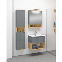 Badezimmer Hochschrank Woodham 163cm | zweifarbig | eiche-weiß