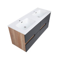 Doppel-Waschplatz TERRIACA 120cm | Hochglanz Fronten |...