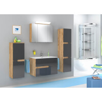 Badezimmer Spiegelschrank TERRIACA 60cm | 2-türig mit LED | eiche