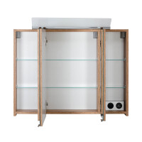 Badezimmer Spiegelschrank TERRIACA 80cm | 3-türig mit LED | eiche