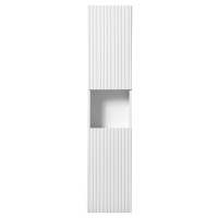 Badezimmer Hochschrank ILUNA White | 140cm hoch 2-türig
