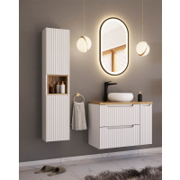 Badezimmer Hochschrank ILUNA White | 140cm hoch 2-türig