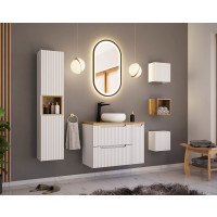 Badezimmer Hochschrank ILUNA White | 140cm hoch 2-türig