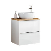 Bad-Set CAPRI 60cm 3-tlg. | Aufsatz-Becken Keramik | wei&szl