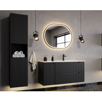 Badezimmer Hochschrank ILUNA Black  | 140cm hoch 2-türi