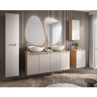 Badezimmer Hochschrank LUX Achat 170cm 1-türig | beige-