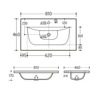 Einbau-Waschbecken "Rose Blanc" 80cm | Keramik | w