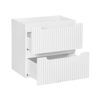 Bad Waschplatz ILUNA White 60cm Schubladen | Becken Riffel |