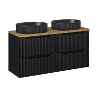 Bad Waschplatz ILUNA Black 120cm Schubfach | Becken black...