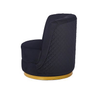 Clublounge Drehsessel Samt | goldener Metallsockel | schwarz