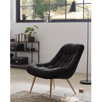 Relaxsessel XXL mit Samtbezug | Beine Holzoptik | schwarz 6