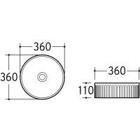 Aufsatz-Waschbecken RIFF 36cm rund | Keramik geriffelt | gr&