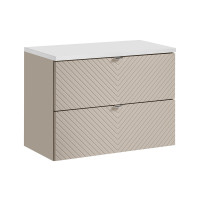Bad-Set QUERRO 80cm Schubladen | 3-tlg Einbaubecken wh | kas
