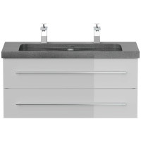 Bad Doppel-Waschtisch NATURE 100cm | Granit-Becken | wei&szl