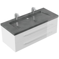 Bad Doppel-Waschtisch NATURE 130cm | Granit-Becken | wei&szl