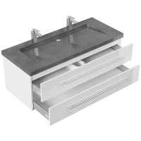 Bad Doppel-Waschtisch NATURE 130cm | Granit-Becken | wei&szl