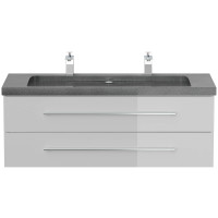 Bad Doppel-Waschtisch NATURE 130cm | Granit-Becken | wei&szl