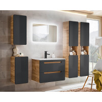 Badezimmer Hängeschrank ARUBA black | 1-türig 75cm