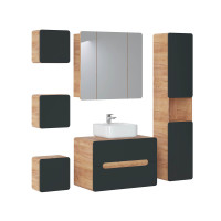 Bad-Set 6-teilig ARUBA black 80cm | Aufsatzbecken |...
