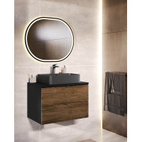 Bad-Set TALINA 80cm 3-teilig | Aufsatzbecken grey | oak-schw