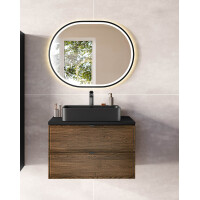 Bad-Set TALINA 80cm 3-teilig | Aufsatzbecken grey | oak-schw