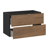 Bad-Set TALINA 80cm 3-teilig | Aufsatzbecken grey | oak-schw