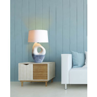 Tischleuchte Keramik handbemalt 69cm hoch | blau-weiß 