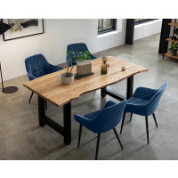 Essgruppe 5-teilig Wabe 160 x 85cm Akazie | blau-schwarz