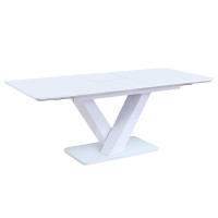 Essgruppe 5-teilig WhiteLine 160/200 x 90cm Akazie | chrom-w