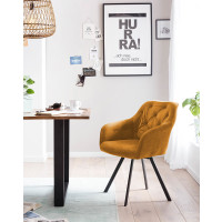 Essgruppe 5-teilig Samt 160 x 85cm Akazie | gelb-schwarz 3