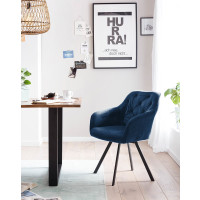 Essgruppe 5-teilig Samt 160 x 85cm Akazie | blau-schwarz 3