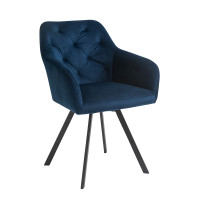 Essgruppe 5-teilig Samt 160 x 85cm Akazie | blau-schwarz 5