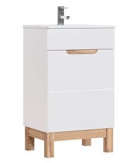 Badezimmer Stand-Waschplatz Kalli 50cm | inkl. Waschbecken | weiß hochglanz