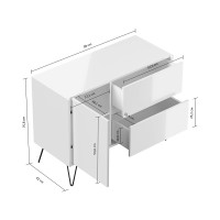 Sideboard FAVIER 100 x 76cm | 2 Schubladen 1 Tür | wei&