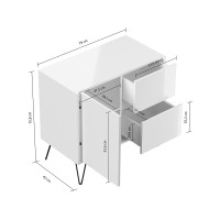 Sideboard FAVIER 80 x 76cm | 2 Schubladen 1 Tür | wei&s