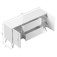 Sideboard FAVIER 155 x 76cm | 2 Schubladen 2 Türen | we