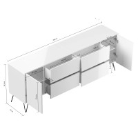 Sideboard FAVIER 200 x 76cm | 4 Schubladen 2 Türen | gr