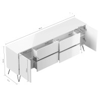 Sideboard FAVIER 200 x 76cm | 4 Schubladen 2 Türen | gr