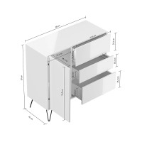 Sideboard FAVIER 100 x 94cm | 3 Schubladen 1 Tür | wei&