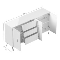 Sideboard FAVIER 180 x 94cm | 3 Schubladen 3 Türen | we