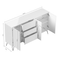 Sideboard FAVIER 180 x 94cm | 3 Schubladen 3 Türen | we