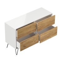 Sideboard FAVIER 120 x 76cm | 4 Schubladen | weiß-eich