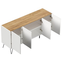 Sideboard FAVIER 155 x 76cm | 4 Türen | weiß eich
