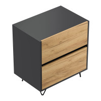 Nachttisch FAVIER 60 x 65cm | 2 Schubladen | grafit-eiche 5