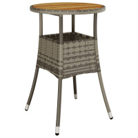 3-tlg. Garten-Bistro-Set mit Kissen Grau Poly Rattan 5