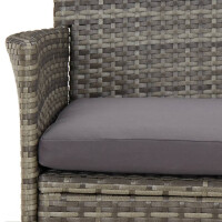 3-tlg. Garten-Bistro-Set mit Kissen Grau Poly Rattan 6