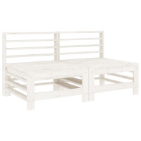 4-tlg. Garten-Lounge-Set Weiß Massivholz Kiefer 3