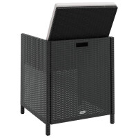 Garten-Essgruppe 11-tlg. mit Auflagen Poly Rattan | schwarz 