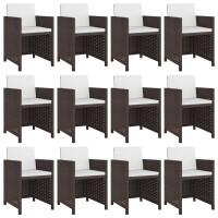 Garten-Essgruppe 13-tlg. mit Auflagen Poly Rattan | braun 2